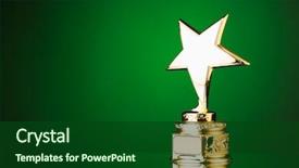  Presentation with trophy green - PPT theme enhanced with award - gold star trophy against green background and a forest green colored foreground