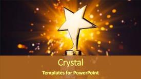  Presentation with gold trophy - Colorful slide set enhanced with award - gold star trophy against shiny backdrop and a tawny brown colored foreground