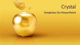  Presentation with golden apple - PPT layouts with award - golden apple on yellow background background and a yellow colored foreground