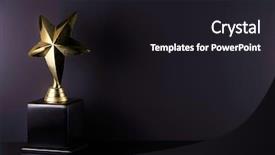  Presentation with trophy award - Colorful PPT theme enhanced with award - golden trophy on the black backdrop and a dark gray colored foreground