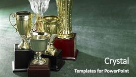  Presentation with trophy green - Presentation theme with award - group of trophy background and a dark gray colored foreground
