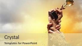  Presentation with lightning - Beautiful slide deck featuring award - hands squeeze the coup winner backdrop and a blonde colored foreground