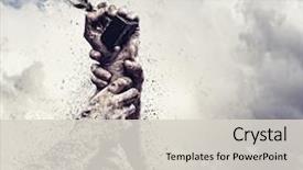  Presentation with winner - PPT theme enhanced with phone in christmas market background and a tawny brown colored foreground