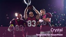  Presentation with victory team - Amazing slide deck having award - happy american football team celebrating backdrop and a wine colored foreground