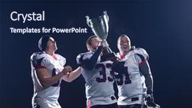  Presentation with victory team - PPT layouts consisting of award - happy american football team background and a navy blue colored foreground