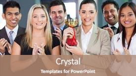  Presentation with award winning - Colorful presentation theme enhanced with award - happy business team winning backdrop and a coral colored foreground