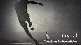  Presentation with champion - Slide set having award - he will be soccer champion background and a dark gray colored foreground