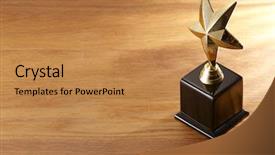  Presentation with trophy award - Audience pleasing slides consisting of award - high angle view of trophy backdrop and a coral colored foreground