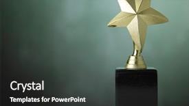  Presentation with trophy green - Cool new theme with award - star shape trophy backdrop and a dark gray colored foreground
