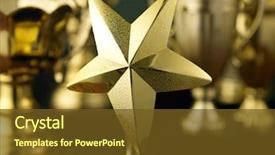  Presentation with star award - Cool new presentation design with award - star trophy standing backdrop and a tawny brown colored foreground