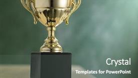  Presentation with trophy award - Slide deck featuring award - trophy in front of blackboard background and a gray colored foreground