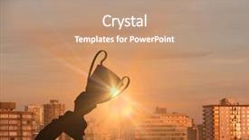  Presentation with trophy - Cool new presentation design with award black white - business hand with trophy shade backdrop and a  colored foreground