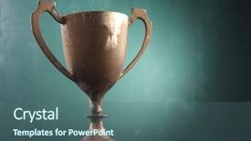  Presentation with trophy green - Slides having award black white - trophy cup isolated background and a ocean colored foreground
