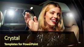  Presentation with award ceremony - Theme enhanced with award ceremony - glamorous woman waving background and a wine colored foreground