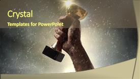  Presentation with winner cup - Cool new slide set with award ceremony - we did it hand tighten backdrop and a violet colored foreground