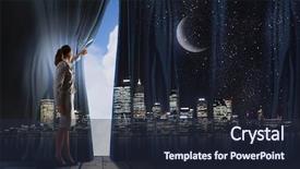  Presentation with curtain - Colorful presentation enhanced with award ceremony - young woman in business suit backdrop and a wine colored foreground