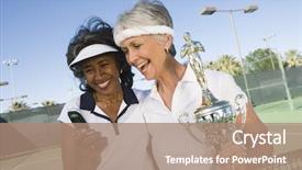  Presentation with professional tennis player athlete man - Audience pleasing PPT theme consisting of award check - excited senior tennis players backdrop and a  colored foreground