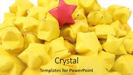  Presentation with stars - PPT layouts enhanced with individuality concept origami stars group close-up background and a yellow colored foreground