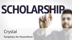  Presentation with scholarship - Cool new slides with award fee - business man pointing to transparent backdrop and a white colored foreground