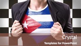  Presentation with checkered flag - Audience pleasing presentation design consisting of free award - businessman stretching suit with cuba backdrop and a red colored foreground