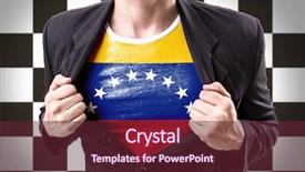  Presentation with checkered flag - Presentation design featuring free award - businessman stretching suit with venezuela background and a tawny brown colored foreground