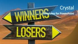  Presentation with desert - Cool new PPT theme with free award - winners - losers signpost backdrop and a ocean colored foreground