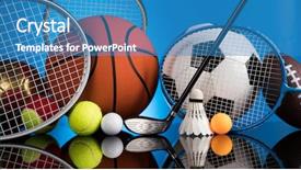  Presentation with sports - Beautiful slide set featuring award red orange - assorted sports equipment backdrop and a teal colored foreground