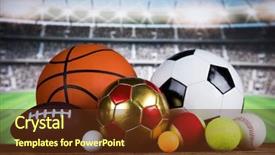  Presentation with sports balls - Audience pleasing slide deck consisting of award red orange - balls sports equipment backdrop and a tawny brown colored foreground