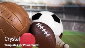  Presentation with stadium - Audience pleasing PPT theme consisting of award red orange - sport equipment and balls stadium backdrop and a tawny brown colored foreground