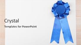  Presentation with award - Slide set consisting of award ribbon on white paper background and a  colored foreground