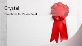  Presentation with award in black and white - Beautiful PPT layouts featuring award ribbon on white paper backdrop and a  colored foreground