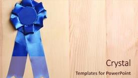  Presentation with award - Audience pleasing slide set consisting of award ribbon on wooden background backdrop and a lemonade colored foreground