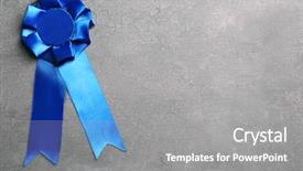  Presentation with award - Beautiful presentation theme featuring award ribbon on wooden background backdrop and a gray colored foreground