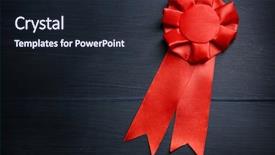  Presentation with award - Audience pleasing slides consisting of award ribbon on wooden background backdrop and a wine colored foreground