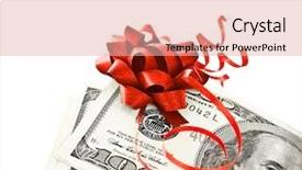  Presentation with red bow - Colorful PPT theme enhanced with award sales - money gift wrapped in red backdrop and a lemonade colored foreground