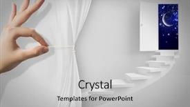  Presentation with behind curtain - Slide set featuring award stage light - close up of hand opening background and a light gray colored foreground