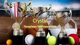  Presentation with award winning - Cool new slides with award winning and championship concept backdrop and a tawny brown colored foreground