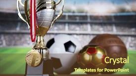  Presentation with award winning - Presentation design featuring award winning and championship concept background and a tawny brown colored foreground