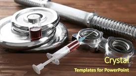  Presentation with award winning - Amazing PPT theme having award winning health - dope in sports dumbbells backdrop and a tawny brown colored foreground