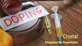  Presentation with gavel - Beautiful theme featuring award winning health - gavel word doping and syringe backdrop and a tawny brown colored foreground