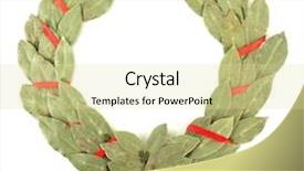  Presentation with watercolor wreath of flowers - PPT layouts having award winning health - laurel wreath isolated on white background and a blonde colored foreground