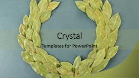  Presentation with award winning - PPT layouts having award winning health - laurel wreath on grey background background and a yellow colored foreground