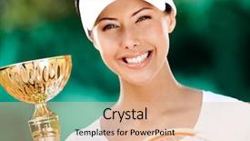  Presentation with victory sport - Amazing PPT theme having award winning health - professional tennis player won backdrop and a lemonade colored foreground
