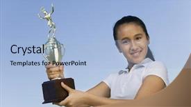  Presentation with professional tennis player athlete man - Presentation theme consisting of award winning health - tennis player holding trophy background and a light blue colored foreground