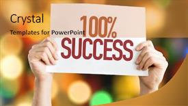  Presentation with level up to success - PPT theme consisting of award winning marketing - 100 success placard with bokeh background and a gold colored foreground