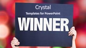  Presentation with award winning - Colorful presentation design enhanced with award winning marketing - winner card with bokeh background backdrop and a ocean colored foreground
