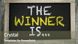  Presentation with award winning - Colorful PPT theme enhanced with award winning marketing - winner is written on chalkboard backdrop and a gray colored foreground