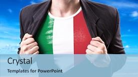  Presentation with stretching - Beautiful slide set featuring award winning travel - businessman stretching suit with italian backdrop and a  colored foreground