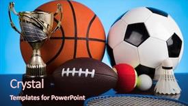  Presentation with sport award - PPT layouts with awards ceremony tennis - cups of winners award sport background and a  colored foreground