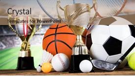  Presentation with award ceremony - Slide deck having awards ceremony tennis - cups of winners award sport background and a  colored foreground